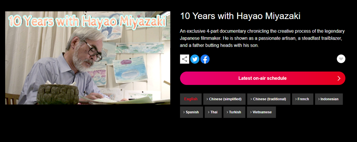NHK World 10 Years with Hayao Miyazaki