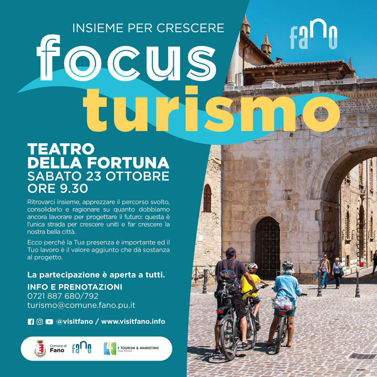 Sabato 23 ottobre un focus sul turismo della città di Fano