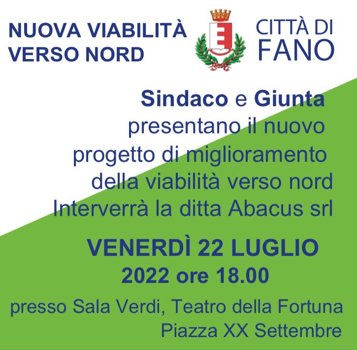 Sindaco e Giunta presentano, venerdì 22 luglio ore 18.00 presso la Sala Verdi, il nuovo progetto di miglioramento della viabilità verso nord