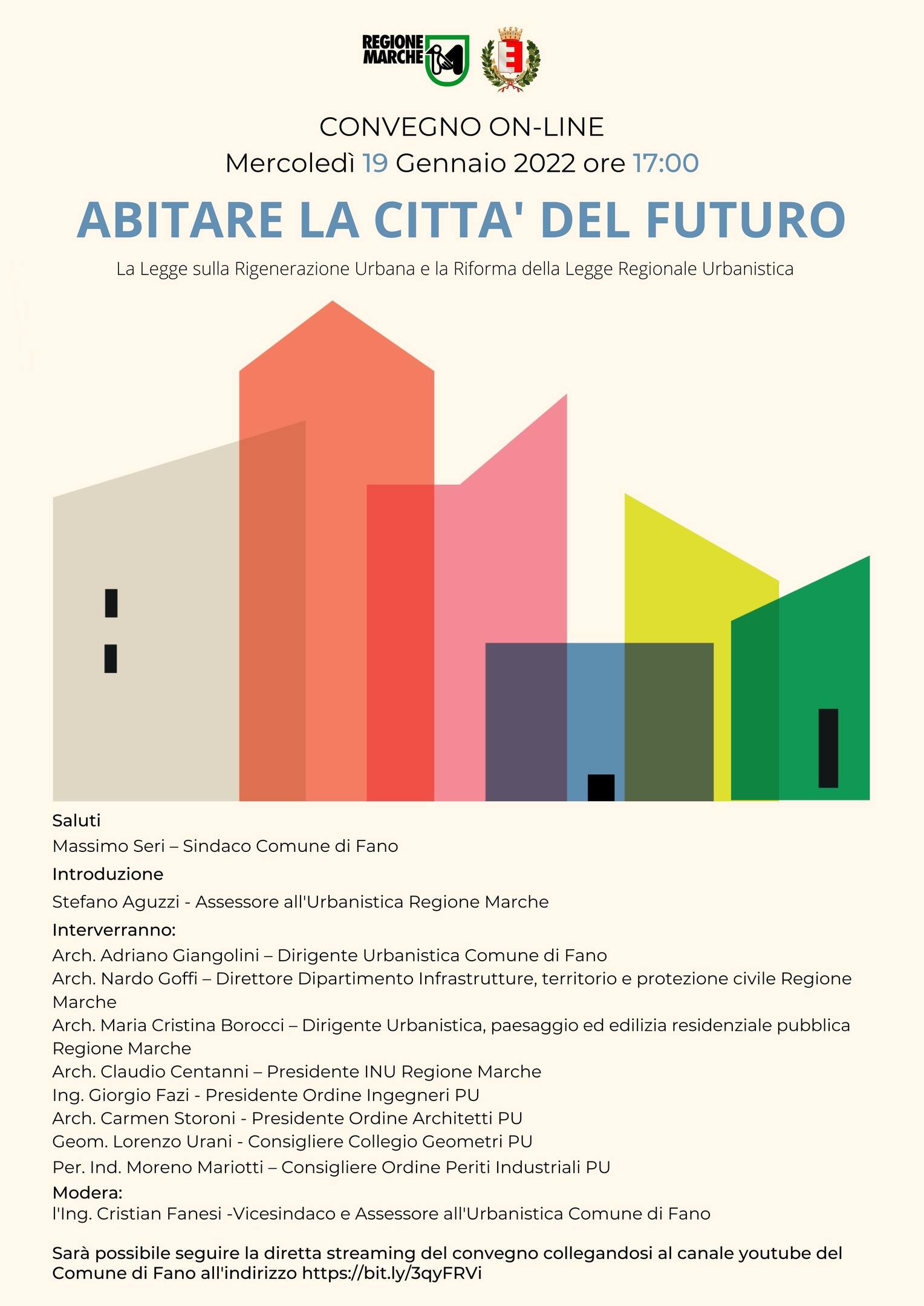 Abitare la Città del Futuro: mercoledì 19 gennaio a Fano si parla della nuova legge Urbanistica Regionale